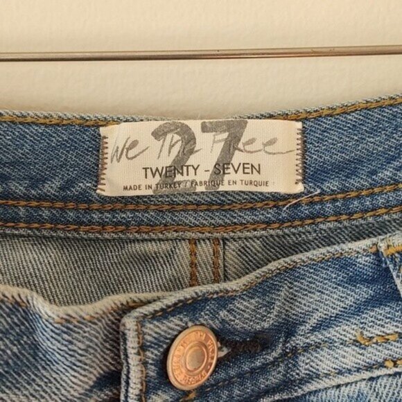 NWT! Free People Maggie Mid-Rise Straight-Leg Jeans Distressed Cotton SZ 27 - Picture 2 of 7